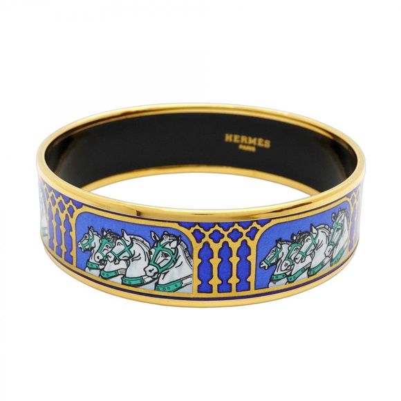 Hermes Bangle GM Glazed GP Plated Enameled Gold Multicolor  Women's - Picture 1 of 16
